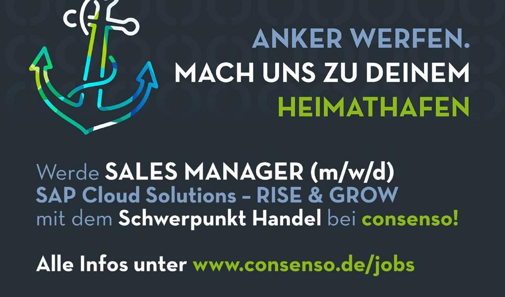 Sales Manager (m/w/d) SAP Cloud Solutions – RISE & GROW | Schwerpunkt Handel (Vollzeit | Bielefeld / Telearbeit)
